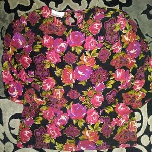 Vintage Tess bright floral silk blouse size 10